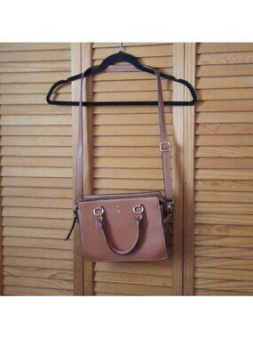 London Fog Brown Leather Crossbody Handbag